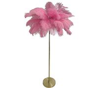 Asdfeop Lampadaire avec 45 Plumes d'autruche Naturelles, Lampe de Sol avec 3 lumières LED réglables, avec Interrupteur à Pied, pour Chambre et Salon H 160 cm