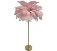 Asdfeop Lampadaire avec 45 Plumes d'autruche Naturelles, Lampe de Sol avec 3 lumières LED réglables, avec Interrupteur à Pied, pour Chambre et Salon H 160 cm