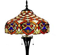 Asdfeop Lampadaire Style Tiffany 16 Pouces avec vitrail rétro 3 lumières pour Salon, Chambre à Coucher, lampadaire Rouge, Interrupteur à Pied, 110-240 V