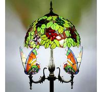 Asdfeop Lampadaire Style Tiffany, Lampe sur Pied en vitrail avec veilleuse Papillon, 165 cm de Haut, Base en résine Vintage, Lampe de Lecture pour Chambre à Coucher ou Salon