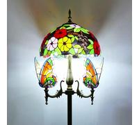 Asdfeop Lampadaire Style Tiffany, Lampe sur Pied en vitrail avec veilleuse Papillon, 165 cm de Haut, Base en résine Vintage, Lampe de Lecture pour Chambre à Coucher ou Salon
