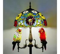 Asdfeop Lampadaire Style Tiffany, Lampe sur Pied en vitrail avec veilleuse Perroquet, 165 cm de Haut, Base en résine Vintage, Lampe de Lecture pour Chambre, Salon, Bureau