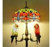 Asdfeop Lampadaire Style Tiffany, Lampe sur Pied en vitrail avec veilleuse Perroquet, 165 cm de Haut, Base en résine Vintage, Lampe de Lecture pour Chambre, Salon, Bureau