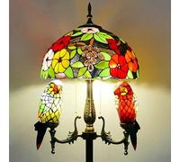 Asdfeop Lampadaire Style Tiffany, Lampe sur Pied en vitrail avec veilleuse Perroquet, 165 cm de Haut, Base en résine Vintage, Lampe de Lecture pour Chambre, Salon, Bureau
