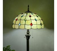 Asdfeop Lampadaire Tiffany de Style Traditionnel avec Perles de Verre Paon, Lampe de Lecture sur Pied en vitrail de 165 cm de Haut, Lampe de Sol Tiffany pour Piano, Salon, Chambre à Coucher, 40 cm