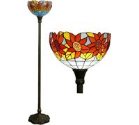 Asdfeop Lampadaires tournesol de style Tiffany, 30 cm de large, en verre teinté, lampes de lecture traditionnelles pour chambre, salon, bureau, 160 cm de haut, A