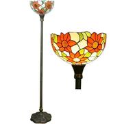 Asdfeop Lampadaires tournesol de style Tiffany, 30 cm de large, en verre teinté, lampes de lecture traditionnelles pour chambre, salon, bureau, 160 cm de haut, A