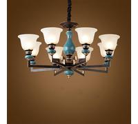 Asdfeop Lustre de Luxe européen à LED, Style rétro américain, en céramique, pour Salon, Restaurant, Chambre à Coucher, Bureau, Villa, hôtel, café (8 lumières)