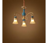 Asdfeop Lustre de Luxe européen à LED, Style rétro américain, en céramique, pour Salon, Restaurant, Chambre à Coucher, Bureau, Villa, hôtel, café (I 3 lumières)