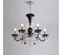Asdfeop Lustre en Cristal Noir du Milieu du siècle pour îlot de Cuisine, plafonnier Moderne Spoutnik pour Chambre à Coucher, plafonnier en Cristal à 6 lumières, Lustre Bougie pour Salle à Manger