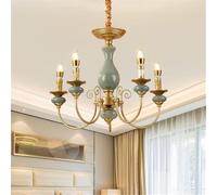 Asdfeop Lustre européen à LED en céramique, Style rétro américain, idéal pour Un Salon, Un Restaurant, Une Chambre à Coucher, Un Bureau, Une Villa, Un hôtel ou Un café (5 Lampes)