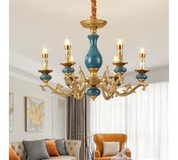 Asdfeop Lustre européen à LED en céramique, Style rétro américain, idéal pour Un Salon, Un Restaurant, Une Chambre à Coucher, Un Bureau, Une Villa, Un hôtel ou Un café (6 Lampes)