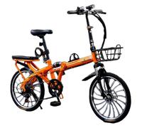 Asdfeop Vélo Pliable 16/20 Pouces, Frein à Disque 7 Vitesses, Roue à 18 Rayons, vélo Portable en Acier à Haute teneur en Carbone pour Hommes et Femmes