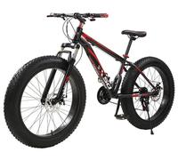 Asdfeop VTT 26 Pouces, VTT Fatbike pour Adultes, VTT à Gros pneus, 21 Vitesses, Double Suspension intégrale, Double Frein à Disque, C, 26 Pouces, 21 Vitesses