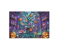 ASDFGHJKLZA Arbre Halloween Effrayant Tableau Toile Citrouille Crane Toile Décoration Murale Salon Art Mural Deco 20x30inch(50x75cm)