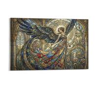 ASDFGHJKLZA Art Nouveau Mucha ange ailes Tableau Toile Decoration Murale Salon Art Mural Deco style vitrail 08x12inch(20x30cm)