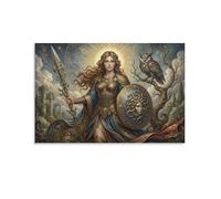 ASDFGHJKLZA Athéna Déesse Tableau Toile Décoration Murale Salon Mythologie Grecque Sagesse Art Mural Deco 20x30inch(50x75cm)
