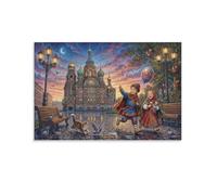 ASDFGHJKLZA Cathedrale Orthodoxe Russe Tableau Toile Illustration Enfants et Chat Decoration Murale Salon Art Mural Deco 20x30inch(50x75cm)