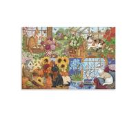 ASDFGHJKLZA Chats des Quatre Saisons Tableau Toile Art Jardin Floral Décoration Murale Salon Art Mural Deco 12x18inch(30x45cm)