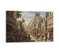 ASDFGHJKLZA Cité Maya Antique Tableau Toile Décoration Murale Salon Civilisation Aztèque Art Mural Deco 08x12inch(20x30cm)