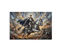 ASDFGHJKLZA Combat Chevalier Saint Tableau Toile Décoration Murale Salon Anges Fantaisie Médievale Art Mural 08x12inch(20x30cm)