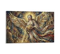 ASDFGHJKLZA Deesse de la Fortune Tableau Toile Ailes Ange Dorees Decoration Murale Salon Art Mural Deco 08x12inch(20x30cm)