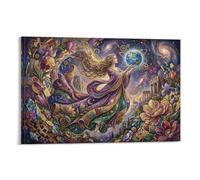 ASDFGHJKLZA Déesse Mère Terre Tableau Toile Galaxie Céleste Fleurs Décoration Murale Salon 20x30inch(50x75cm)