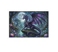 ASDFGHJKLZA Dragon du crépuscule Art Mural Toile Sans Cadre Modern HD Tableau Affiche Pour Salon, Maison Décoration D'intérieur, Cadeau 08x12inch(20x30cm)