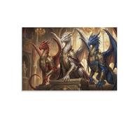 ASDFGHJKLZA Dragon sacré tricolore Affiche Toile Sans Cadre Modern HD Tableaux Art Mural Décoration Pour Salon, Chambre, Cuisine, Cadeau 20x30inch(50x75cm)