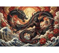 ASDFGHJKLZA Duel de l'ombre du dragon - Ninja Tableaux Décoration Murale Modern HD Impression Sur Toile Design Art Mural Affiche Sans Cadre Pour Chambre, Salon, Cadeau 20x30inch(50x75cm)