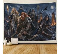 ASDFGHJKLZA Guerriers vikings de la mythologie nordique Impression 3D Tapisserie Tenture Murale Décoration Murale Art Tapisseries Poster Décoration Intérieure Chambre Salon 130cmx150cm