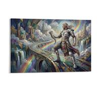 ASDFGHJKLZA Heimdall Tableau Toile Pont Bifrost Arc en Ciel Mythologie Nordique Decoration Murale Salon 08x12inch(20x30cm)