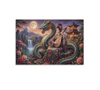 ASDFGHJKLZA La mélodie du dragon bleu Affiche Toile Sans Cadre Modern HD Tableaux Design Art Mural Décoration Pour Maison, Salon, Chambre, Cadeau 16x24inch(40x60cm)