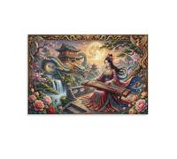ASDFGHJKLZA La mélodie du dragon bleu Impression Sur Toile Sans Cadre Modern HD Tableaux Art Mural Affiche Pour Salon, Bureau, Maison, Cadeau 08x12inch(20x30cm)