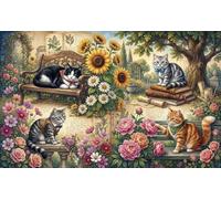 ASDFGHJKLZA Le cabinet de travail secret du chat Tableaux Décoration Murale Modern HD Impression Sur Toile Design Art Mural Affiche Sans Cadre Pour Maison, Salon, Cadeau 12x18inch(30x45cm)