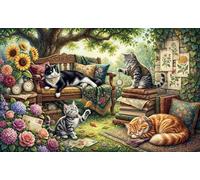 ASDFGHJKLZA Le cabinet de travail secret du chat Tableaux Décoration Murale Modern HD Impression Sur Toile Design Art Mural Affiche Sans Cadre Pour Salon Decorations, Cadeau 20x30inch(50x75cm)