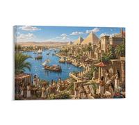 ASDFGHJKLZA Le Nil dans l'Égypte antique Tableau Sur Toile Modern HD Art Mural Pyramide Affiche Décoration D'intérieur Pour Salon, Chambre, Cadeau 08x12inch(20x30cm)