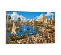 ASDFGHJKLZA Le Nil dans l'Égypte antique Tableau Sur Toile Modern HD Art Mural Pyramide Affiche Pour Salon, Chambre, Maison Décoration D'intérieur, Cadeau 16x24inch(40x60cm)