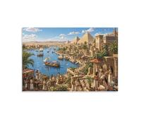 ASDFGHJKLZA Le Nil dans l'Égypte antique Tableau Sur Toile Modern HD Art Mural Pyramide Design Affiche Décoration D'intérieur Pour Salon, Chambre, Cadeau 24x36inch(60x90cm)
