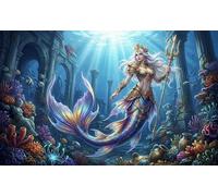 ASDFGHJKLZA Légende de la sirène colorée Tableaux Décoration Murale Modern HD Impression Sur Toile Art Mural Affiche Sans Cadre Pour Salon, Bureau, Cadeau 08x12inch(20x30cm)