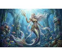 ASDFGHJKLZA Légende de la sirène colorée Tableaux Décoration Murale Modern HD Impression Sur Toile Design Art Mural Affiche Sans Cadre Pour Chambre, Salon, Cadeau 16x24inch(40x60cm)