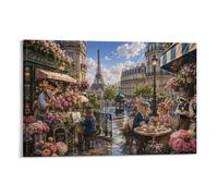 ASDFGHJKLZA Paysage de rue de la tour Eiffel à Paris Impression Sur Toile Modern HD Tableaux Art Mural Pour Salon, Chambre, Bureau Décoration, Cadeau 12x18inch(30x45cm)