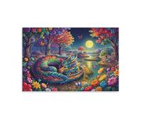 ASDFGHJKLZA Rêves de dragon au clair de lune Affiche Toile Sans Cadre Modern HD Tableaux Art Mural Décoration Pour Maison, Salon, Chambre, Cadeau 12x18inch(30x45cm)