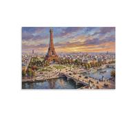 ASDFGHJKLZA Tour Eiffel à Paris Tableaux Décoration Murale Modern HD Impression Sur Toile Seine Art Mural Affiche Pour Salon, Maison, Cadeau 16x24inch(40x60cm)