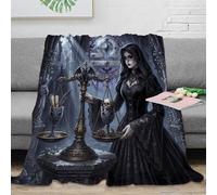 ASDFGHJKLZA Zodiaque Balance Impression 3D Gothique Mystique Flanelle Plaid Couverture Douce Moelleuse Peluche Lit Canapé Filles Enfants Adultes Cadeau Respirant Chaud 50x60inch(127x152cm)