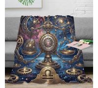 ASDFGHJKLZA Zodiaque Balance Peluche Impression 3D Galaxie étoilée Flanelle Plaid Couverture Douce Chaude Moelleuse Lit Canapé Filles Enfants Adultes Cadeau Respirant Doux 50x60inch(127x152cm)