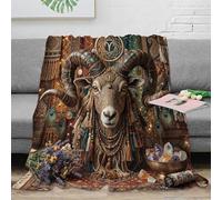 ASDFGHJKLZA Zodiaque Bélier Plaid Couverture Impression 3D Bohème Flanelle Douce Moelleuse Peluche Cadeau Lit Canapé Filles Enfants Adultes Cadeau Respirant 50x60inch(127x152cm)