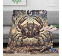 ASDFGHJKLZA Zodiaque Cancer Couverture Plaid Impression 3D Bohème Flanelle Douce Moelleuse Peluche Canapé Lit Garçons Enfants Adultes Cadeau Respirant Toute Saison 50x60inch(127x152cm)