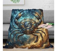 ASDFGHJKLZA Zodiaque Cancer Plaid Couverture Impression 3D Céleste Flanelle Douce Chaude Moelleuse Peluche Lit Canapé Filles Enfants Adultes Cadeau Respirant Confort 50x60inch(127x152cm)