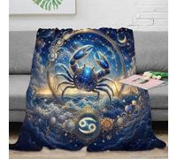 ASDFGHJKLZA Zodiaque Cancer Plaid Couverture Impression 3D Céleste Flanelle Douce Moelleuse Peluche Cadeau Lit Canapé Filles Enfants Adultes Cadeau Respirant 50x60inch(127x152cm)